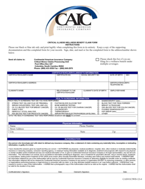Critical Illness Wellness Benefit Claim Form