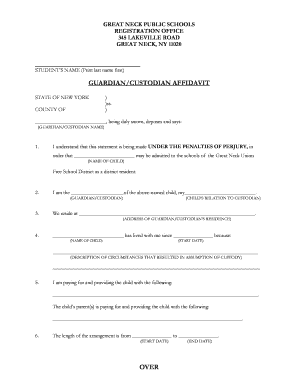 Guardian/Custodian Affidavit