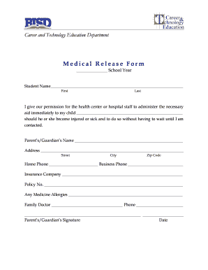 Teacher introduction - Medical Release Form - teacher web