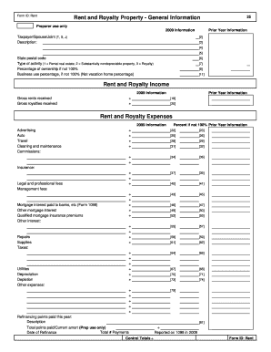 Rent and Royalty Property Form