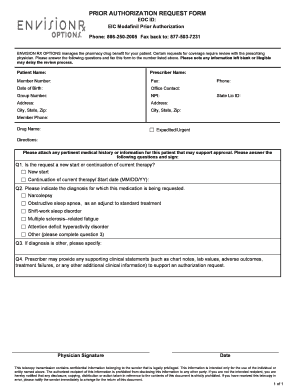 EOC ID Modafinil Prior Authorization Request Form