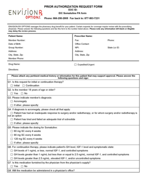 Prior Authorization Request Form for Somatuline