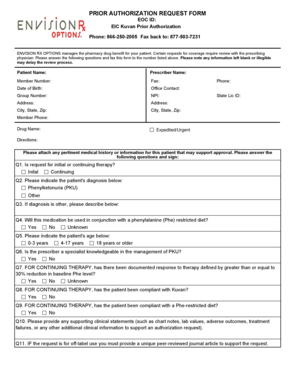 Kuvan Prior Authorization Request Form