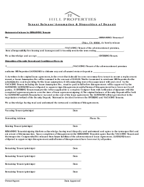 Tenant Release and Disposition of Deposit Form