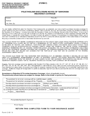 Policyholder Disclosure Notice of Terrorism Insurance Coverage