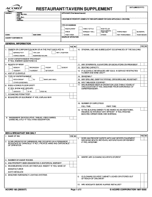 Restaurant Insurance Application Form