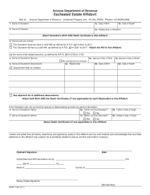 Arizona Escheated Estate Affidavit
