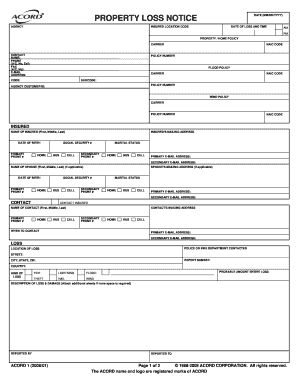 Property Loss Notice Form