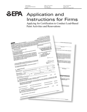 EPA Lead-Based Paint Activities and Renovations Certification Application