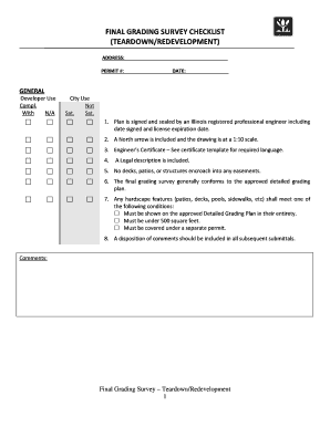 Final Grading Survey Checklist