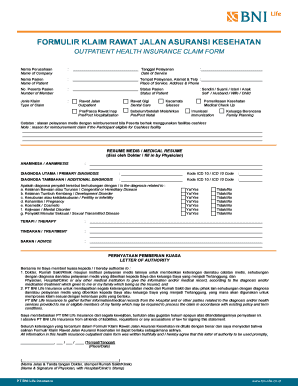 Indonesian Outpatient Health Insurance Claim Form