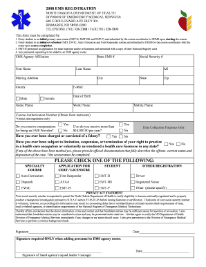North Dakota EMS Registration Form