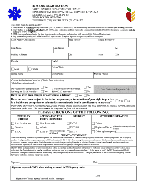North Dakota EMS Registration Form