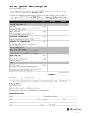 Group Ticket Order Form