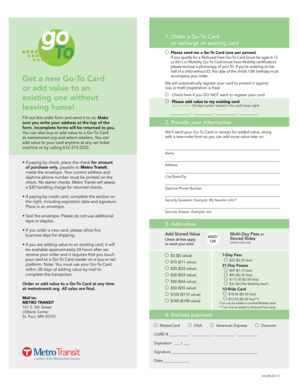 Go-To Card Order Form