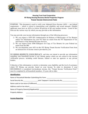 NY Rising Tenant Income Verification Form