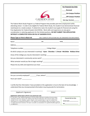 Federal Work Study Application