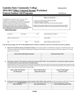 2014-2015 Other Untaxed Income Worksheet