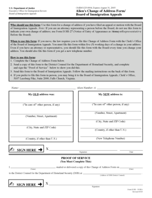 Alien's Change of Address Form EOIR-33