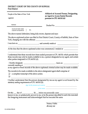 New York Affidavit of Accused Person