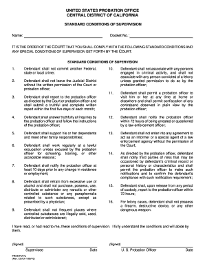 US Probation Standard Conditions of Supervision