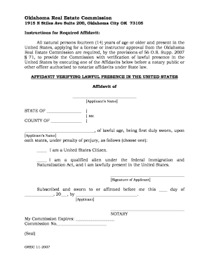 Affidavit form for immigration - Immigration Affidavits for orec with addressdoc - ok