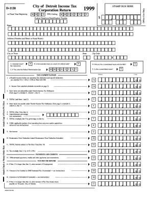 City of Detroit Corporation Income Tax Return