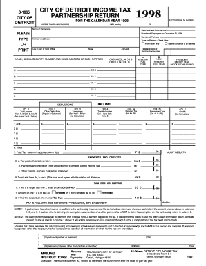 City of Detroit Partnership Income Tax Return