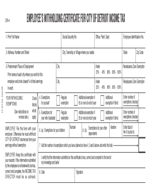 DW-4 Employee Withholding Certificate