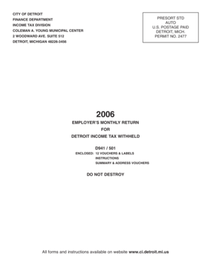 Detroit Income Tax Withheld Employer Monthly Return