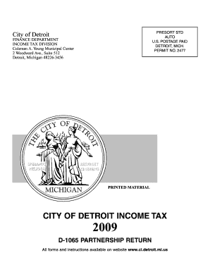 City of Detroit Partnership Income Tax Return