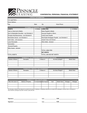 Confidential Personal Financial Statement