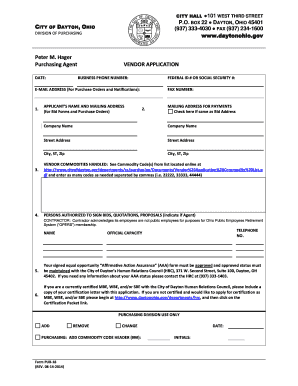 City of Dayton Vendor Application Form