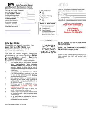 Butler Township-Dayton JEDD Employer Income Tax Withholding Form