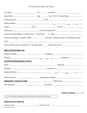 Cornea Associates of Texas Patient Intake Form