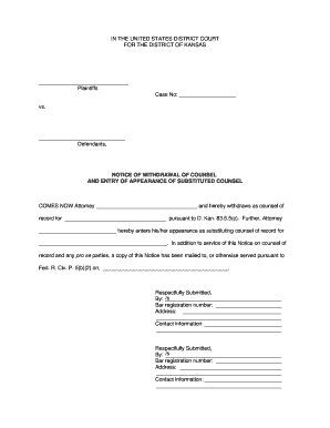 Notice of Withdrawal of Counsel