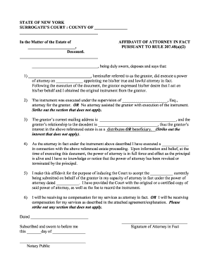 Affidavit of Attorney in Fact