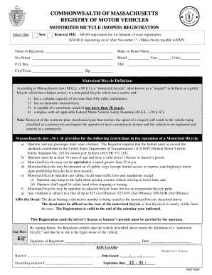 Massachusetts Motorized Bicycle Registration