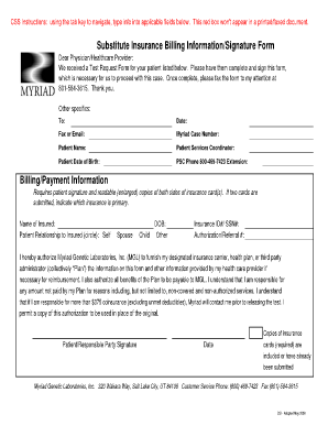 Insurance Billing Information/Signature Form