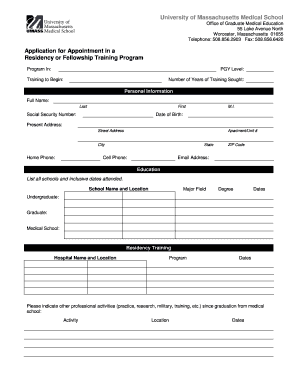 Residency or Fellowship Training Program Application