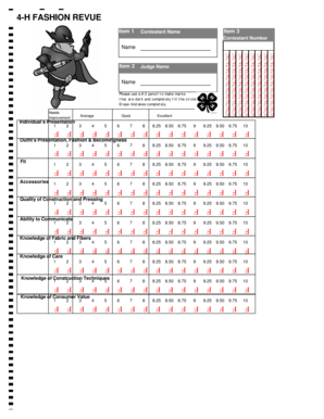 4-H Fashion Revue Judging Form