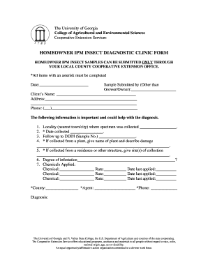 Homeowner IPM Insect Diagnostic Clinic Form