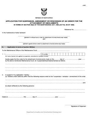 South Africa Emoluments Attachment Order Application