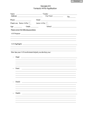 Georgia 4-H Fantastic 4-H'er Application