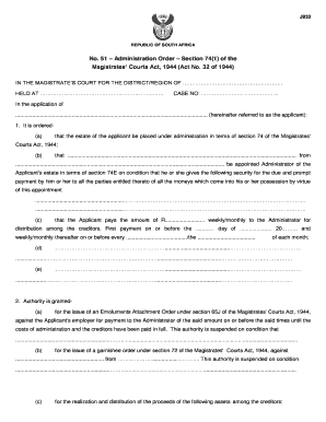Administration Order Form J933