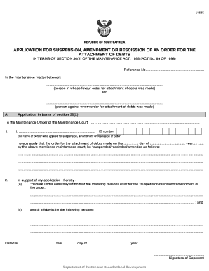 South Africa Debt Attachment Order Application