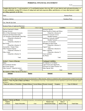 Personal Financial Statement