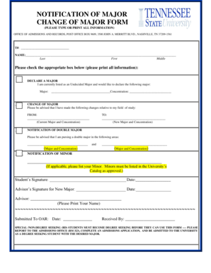 Change of Major Form