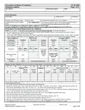 Prescriptive Certificate of Compliance CF-1R ADD