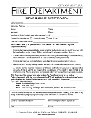 Smoke Alarm Self-Certification Form